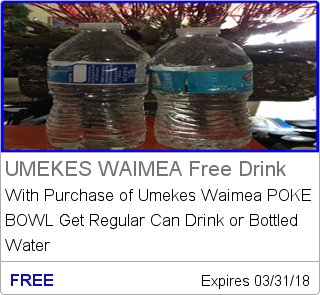umekes's tweet photo. UMEKES WAIMEA Free Canned Soft Drink/Water w/Poke Bowl Purchase
Get your coupon at: https://t.co/W6DVJypnEf https://t.co/gAi7RUPz19