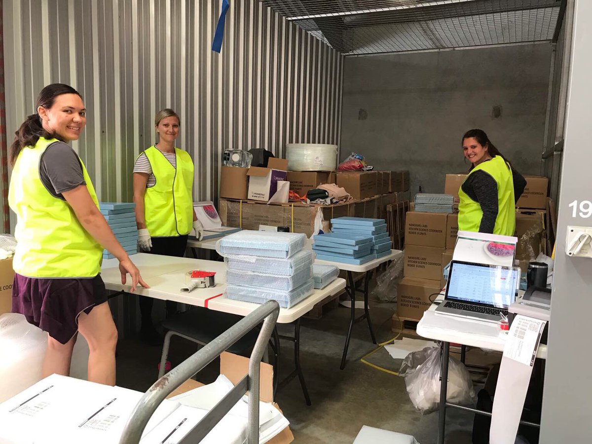 medickinson's tweet image. As half of the @NanogirlLive team arrive in Hong Kong, engineer @WasianFactor &amp;amp; @PauliSosa lead the rest of our team back in Auckland as they deliver over 1000 @kickstarter copies of The Kitchen Science Cookbook! #kitchenscience #womeninstem