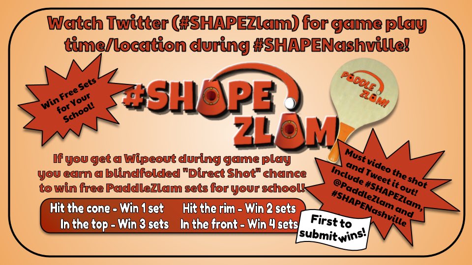 foes4sports's tweet photo. Looking forward to some competitive @PaddleZlam at #SHAPENashville! We’ll tweet out location/times. Follow #SHAPEZlam for more info! Win free PZ sets for your school! https://t.co/JhJelUQSu4