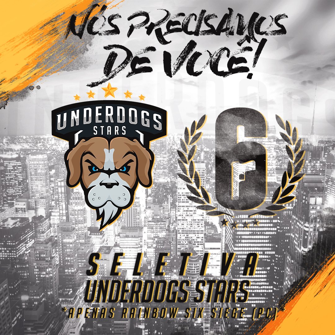 UnderdogsStars's tweet photo. Atenção Jogadores de Rainbow Six Siege, esta aberto a seletiva para participar do nosso time!!
A seletiva será separada em 3 fases:

× Primeira fase: O jogador deve responder o seguinte formulário: https://t.co/RrpYsaBYeT 
1/4 https://t.co/ltxaie3QjK