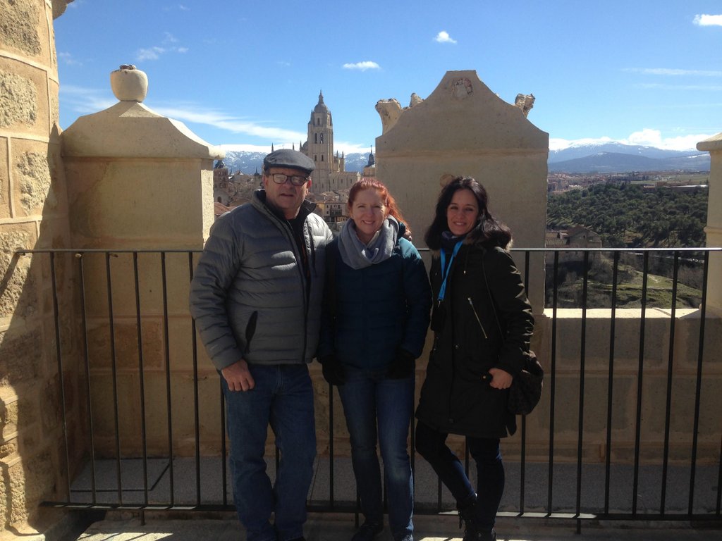 LetangoSpain's tweet photo. How about a honeymoon in Spain? A happy couple enjoying #Segovia with #letangotours guide before heading south. #alcazardesegovia #honeymooninspain https://t.co/76UHBkD5YD