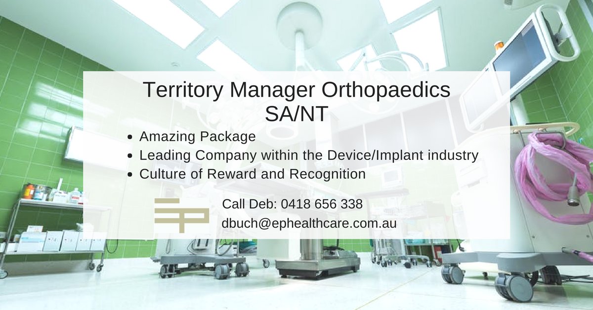 EPHealthcare's tweet photo. We have a role in SA for an #Orthopaedic #TerritoryManager to work for a leading #MedicalDevice Company and to reap the rewards. Click here to apply https://t.co/6kRyIbX7Uq or call Deb for a confidential career chat on 0418 656 338 https://t.co/EnIrPKC6iH