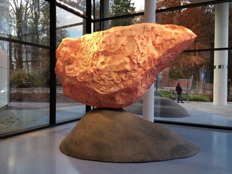 This piece of "art" is apparently located in the lobby. For nothing says 'healing the mentally unstable' like having them stare at a rock ready to crush them at any second. I wonder how their physical therapy looks like? "Today we will dig shallow graves, it will keep us fit!"