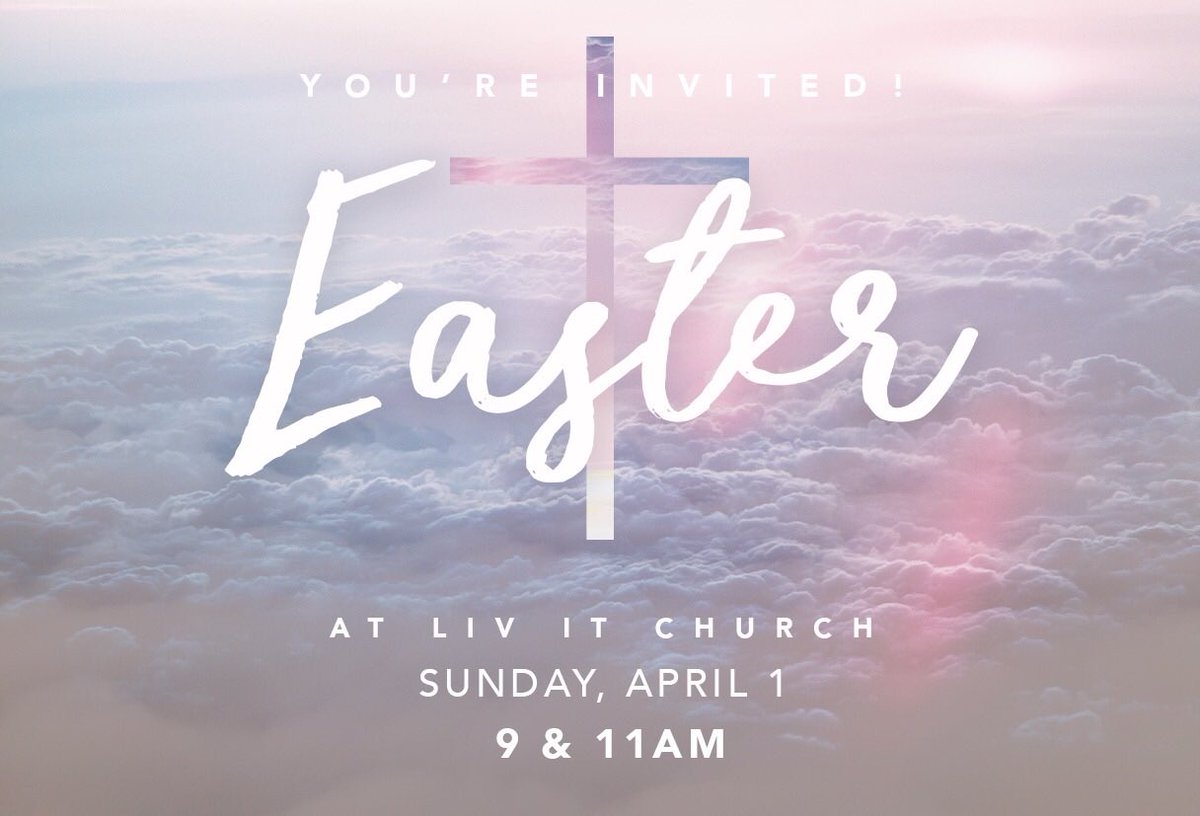 LivItChurch's tweet photo. Save the Date!
APRIL 1
9AM &amp; 11AM
#EasterAtLivIt https://t.co/V18JZcmBSo