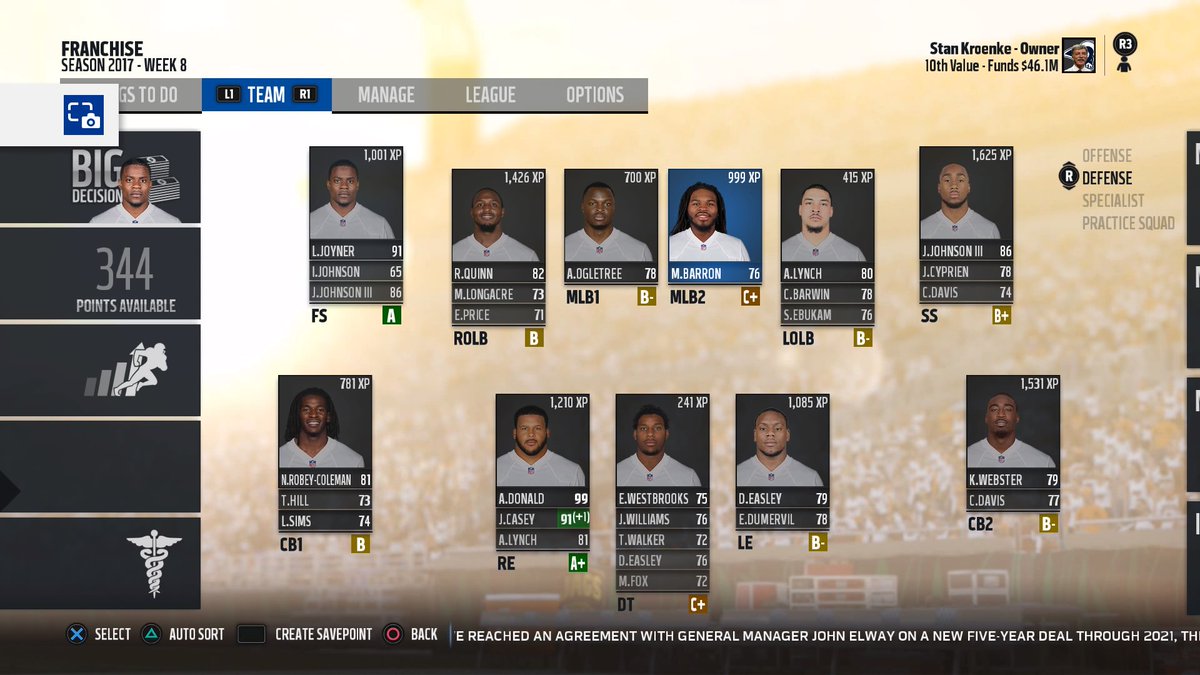 my2knfl's tweet photo. Rams updated roster #PS4share https://t.co/83SvYviNq4