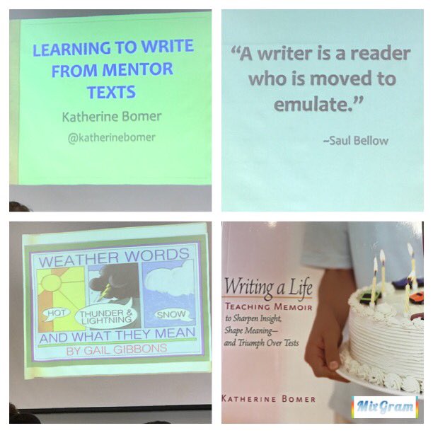 Casey Hanoa (@caseyhanoa) on Twitter photo There is no right way to write: a good coach shows and demonstrates. The secret to learning to write is through IMITATION! Thank you Katherine Bomer for a valuable workshop.
<a href="/KristyTaise/">Kristy Taise</a> <a href="/SharonBeauchan/">Sharon Beauchan</a> @Lorib808 <a href="/CASKeone/">Chad Keone Farias</a> There is no right way to write: a good coach shows and demonstrates. The secret to learning to write is through IMITATION! Thank you Katherine Bomer for a valuable workshop.
<a href="/KristyTaise/">Kristy Taise</a> <a href="/SharonBeauchan/">Sharon Beauchan</a> @Lorib808 <a href="/CASKeone/">Chad Keone Farias</a>