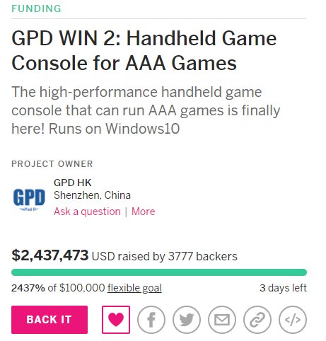 softwincn's tweet photo. GPD WIN 2 Crowdfunding Campaign COUNTDOWN---- JUST 3 DAYS LEFT!
https://t.co/FU5Sv5CUSx https://t.co/z7h5S42BMm