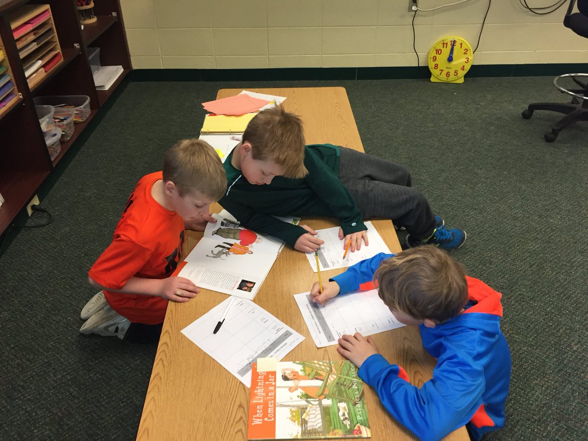 JessiJohnsonj's tweet photo. Finishing our author study of @PatriciaPolacco by comparing the characters, setting, plot and theme of two of their favorite titles. It was hard for them to pick because they have so many favorites. #ripon3rd #mpqtigerway https://t.co/5v5aORXtAh