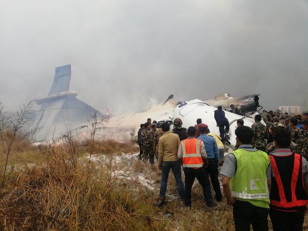 subashbhandar17's tweet photo. The #Kathmandu crash involved a small plane (The Embraer that AirCosta uses) ... and the fire seems mostly in the front portion of the aircraft...So 24 got rescued... I hope more get saved from the total 78 on board...           May all the departed soul rest in peace.. https://t.co/OZn4T0qDoe