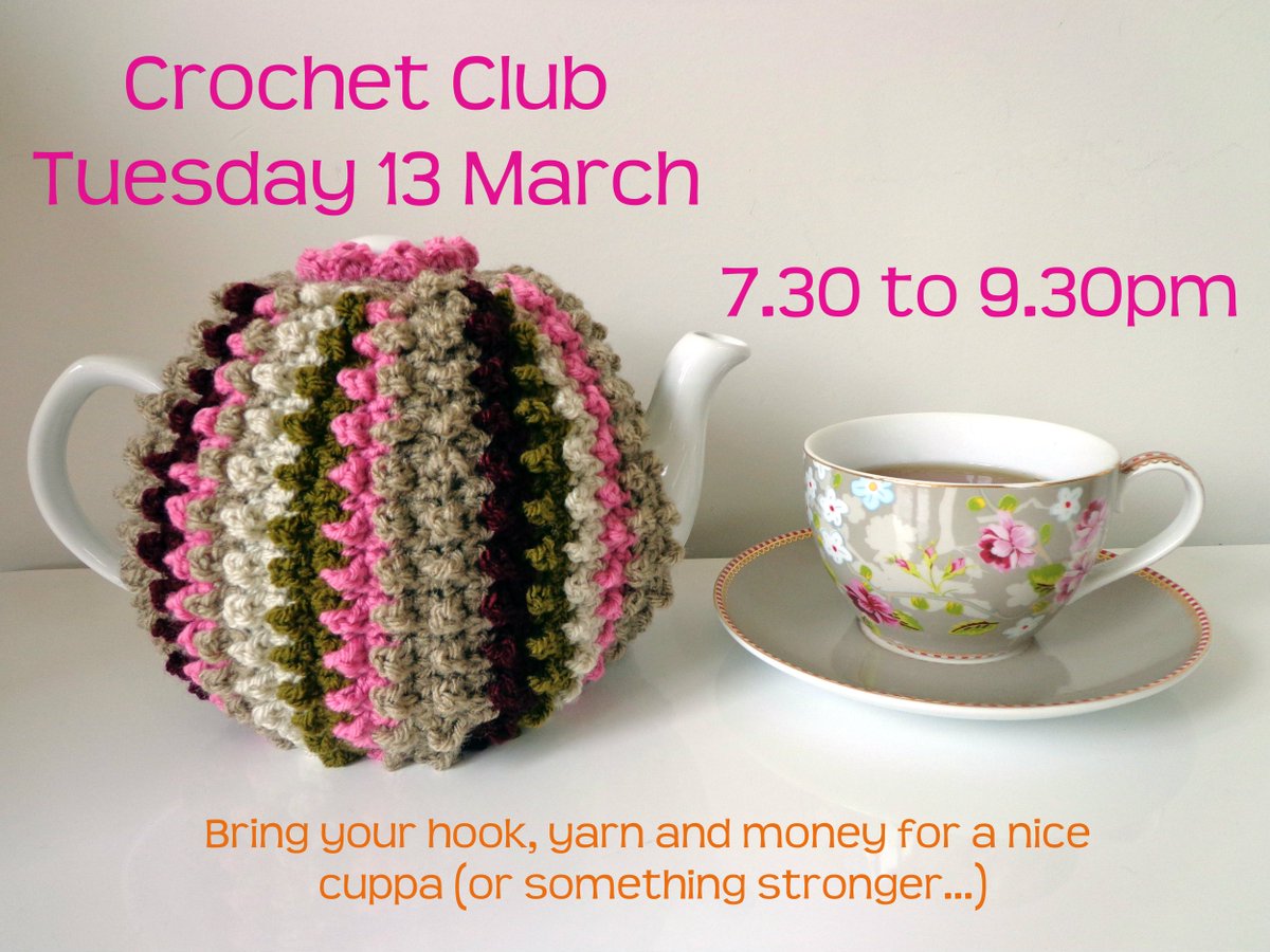 esmecrick's tweet photo. Morning all! Crochet Club is on tonight, if you fancy an evening of chat and craft... would love to see you @oakesbarn with your latest project  ...(and advance apologies, I'm not around for CC in April, sorry). Have a lovely day, see some of you later I hope xxx https://t.co/zyIP3XvcOm