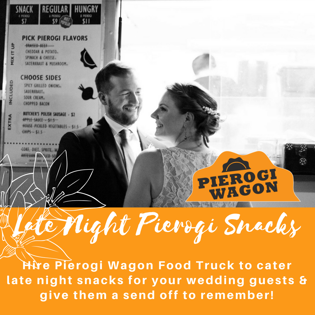 We adore weddings! Pierogi make the perfect late night snack send off for your wedding. Get a free quote at catering@eatpierogi.com #chicagoweddings #latenightsnack #WeddingPlanning