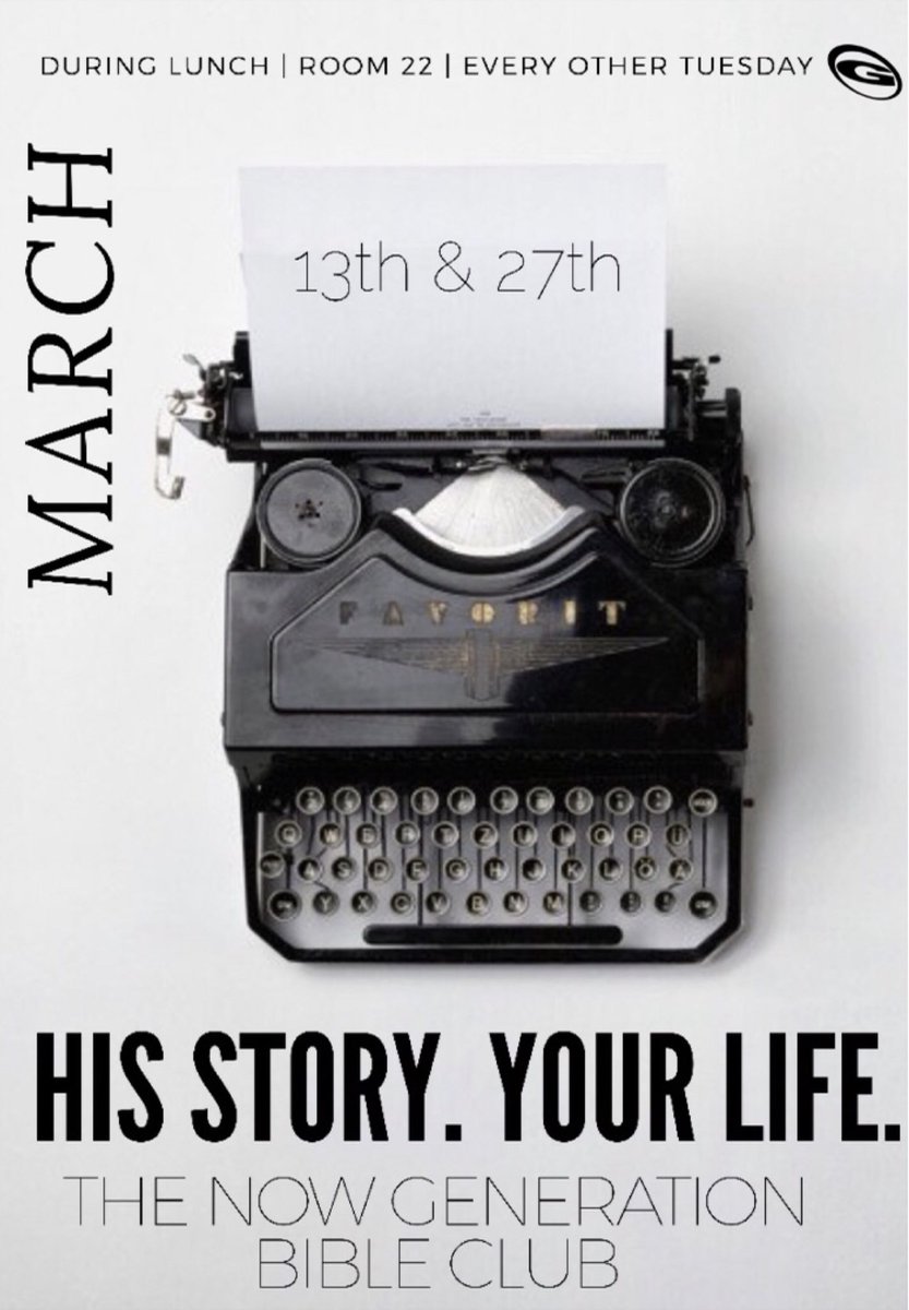BUHSNowGen's tweet photo. Come join us tomorrow as we start our new series, “His Story. Your Life.”🙏🏻 We will be meeting in Rm #22 during lunch! Don’t forget lunch is provided!🍕 Hope to see you there! Bring a friend!👊🏻😁 https://t.co/DvXrmipZ5W