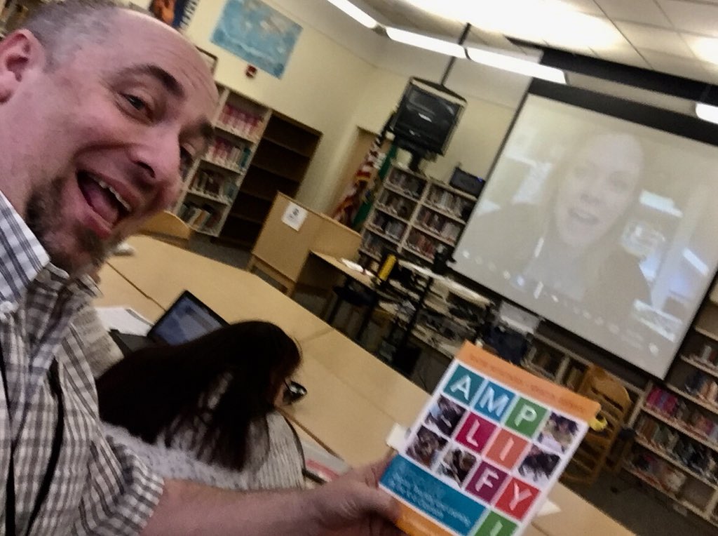 jediguybrarian's tweet image. It was great to have a Skype in my library today with awesome #Amplify author @KristinZiemke  & a group of fantastic educators at my school working to increase & improve tech use in teaching & learning. #DigitalTeachingAndLearning #TechInTheClassroom