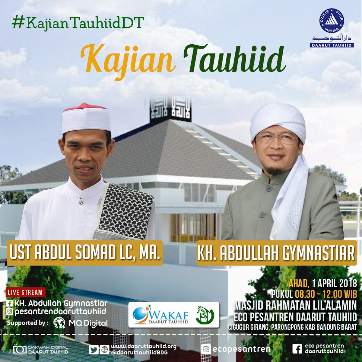 aagym's tweet photo. Sahabat Mari niatkan Hadir,  insyaalloh kita silaturahmi dengan Ustadz Abdul Somad 

Semoga banyak Ilmu dan manfaat yg akan kita dapat Aaamiin 

*** https://t.co/N3gQB00IBn