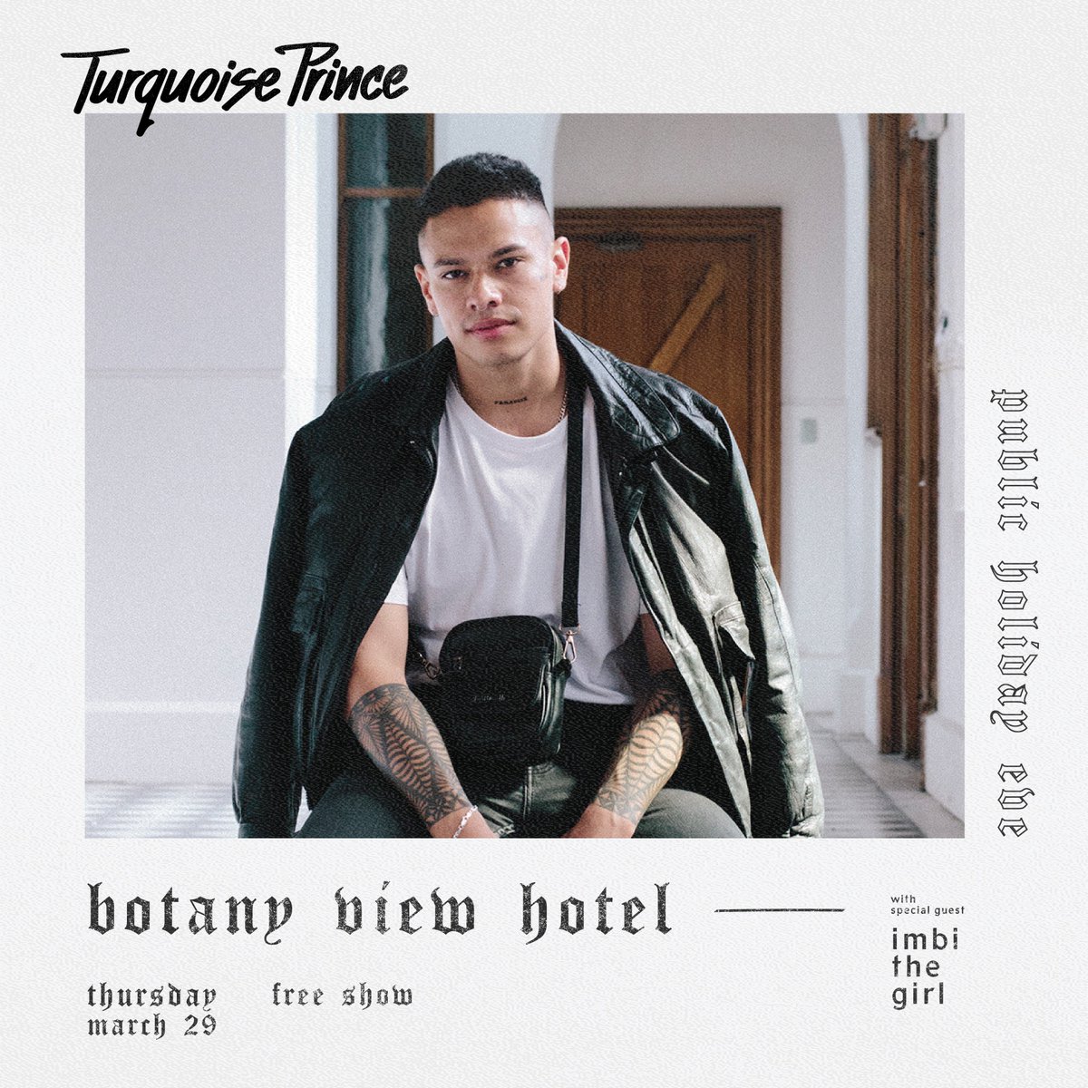 hullooo~ i’m supporting <a href="/PrinceTurquoise/">Turquoise Prince</a> on thursday 29th of march at botany view hotel and it’s gonna be gr9!! we got free entry, gr00vy vibes and hot tunes so you probs shouldn’t miss it ❣️🌞🔥🌞