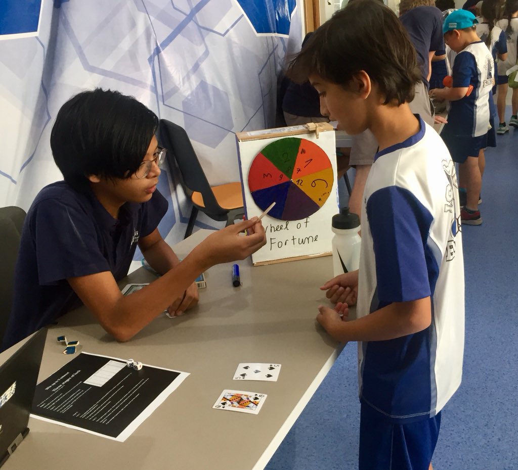 Leah_Ittner's tweet photo. Secondary leading the probability math carnival. #reallifemath #communitybuilding #funability #ISHCMCib #CognitaWay https://t.co/T9muSjRpMJ