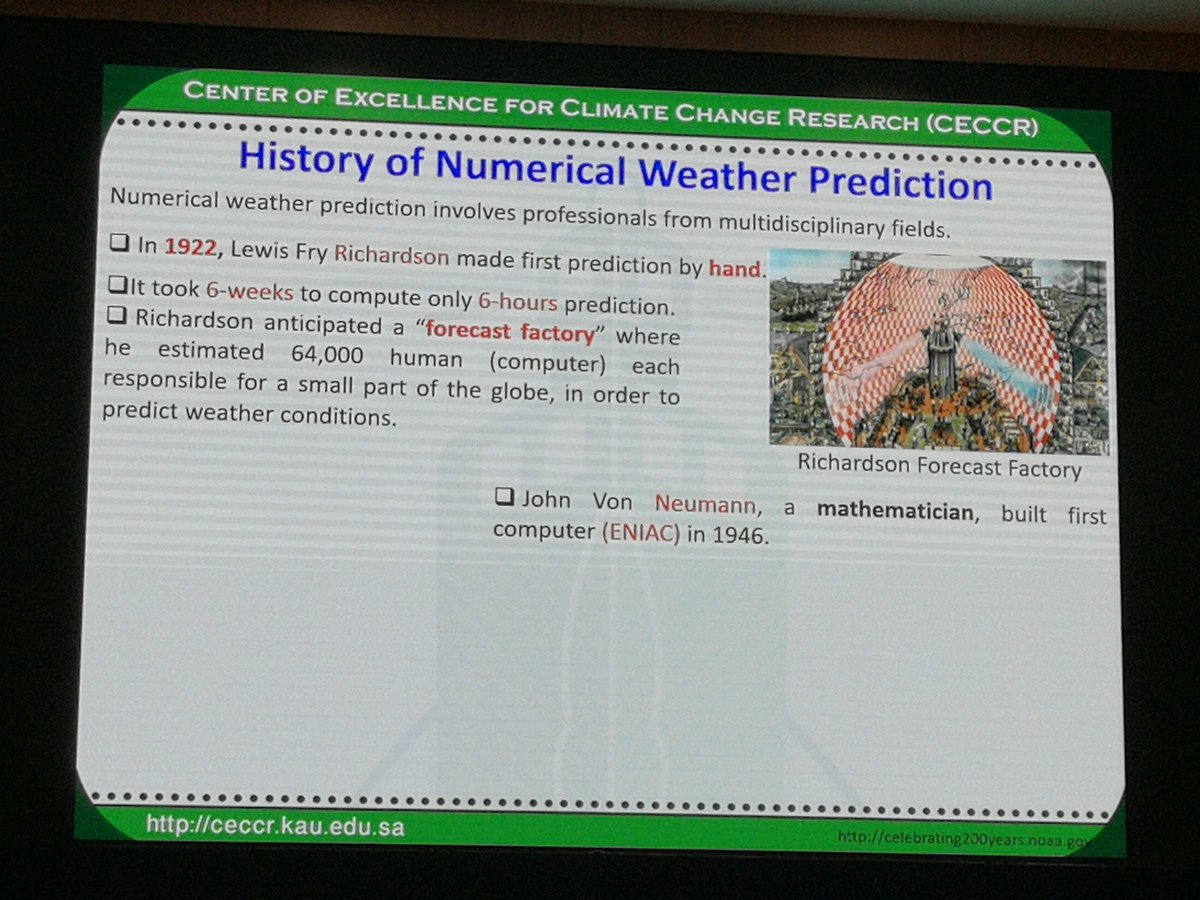 walidshaari's tweet image. الدكتور/ منصور المزروعي
hpcsaudi.org/2018/?page_id=…
2nd talk in #HPC_saudi @KAUHPCC 
without supercomputers, you need an army of human computers  #HPCMatters #WeatherForTheWeekAhead