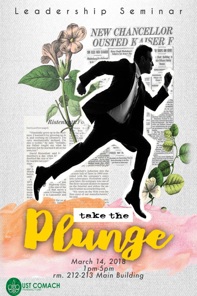 USTCOMACH_PHA's tweet photo. Community of Achievers Association- Pharmacy Unit proudly presents: Take the Plunge A leadership seminar that aims to improve one's interpersonal relationship.

The guest speaker for this event is Carmen Sunico-Queseda, MA, RGC, RPm. https://t.co/XH6E92BCaW