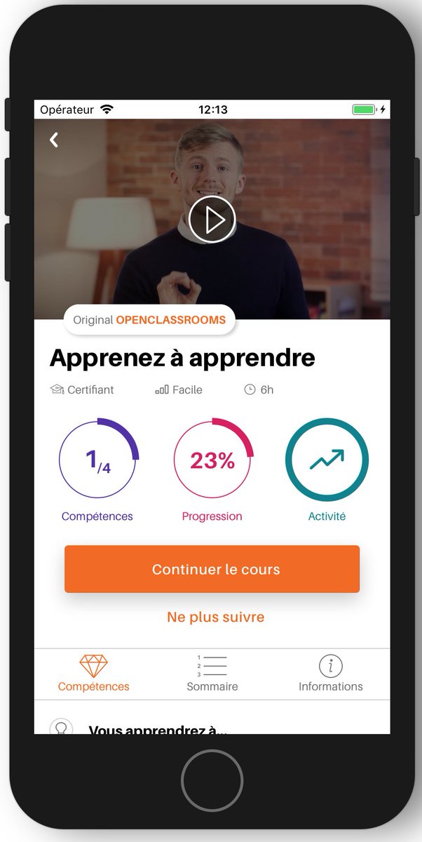 En bus, en train, ou juste tranquillement sur votre canapé, vous allez pouvoir suivre le cours 'Apprendre à apprendre' de <a href="/GuillaumeParrou/">Guillaume Parrou</a> sur votre Iphone. 
#MakeEducationAccessible #iOS #Cours #Education #Apprendre