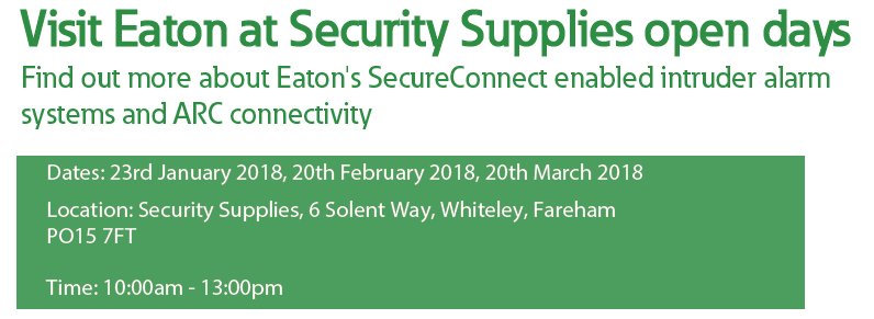 SecurityTP's tweet image. Learn more about Eaton SecureConnect and ARC connectivity by visiting @secsupukltd Fareham and talking to our AAM Darren Roberts next Tuesday! ow.ly/CpgE30gWC32 #security