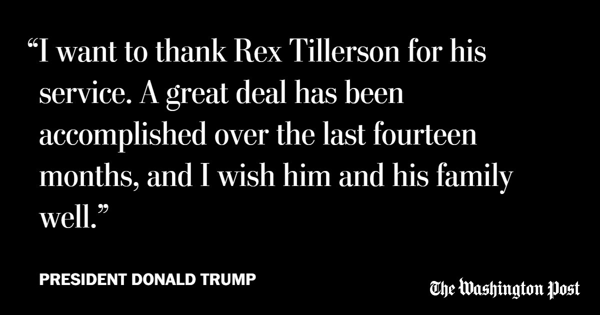 Rex Tillerson ousted as US secretary of state