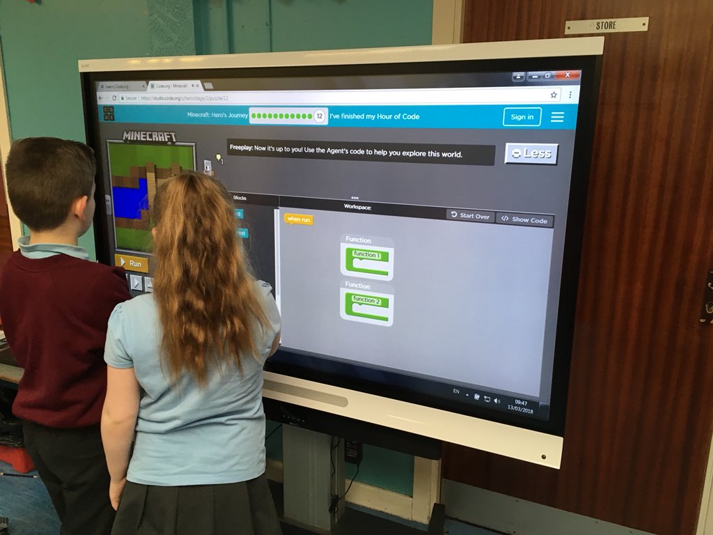 missafeeney's tweet image. Learning to use functions in coding @DL_for_All @MissJolly525 @StTimothysG41 #coding #code #primarycoding #hourofcode #code.org