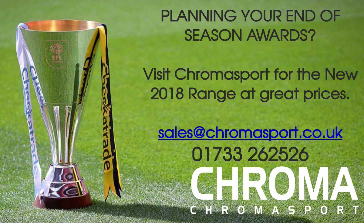 The end of season is nearly upon us so <a href="/ChromaSport/">ChromaSport</a> is offering up-to 45% off selected football trophies in store and online. Call to book an appointment with one of our team so we can provide a quote or alternatively email sales@chromasport.co.uk chromasport.co.uk/shop/football-…