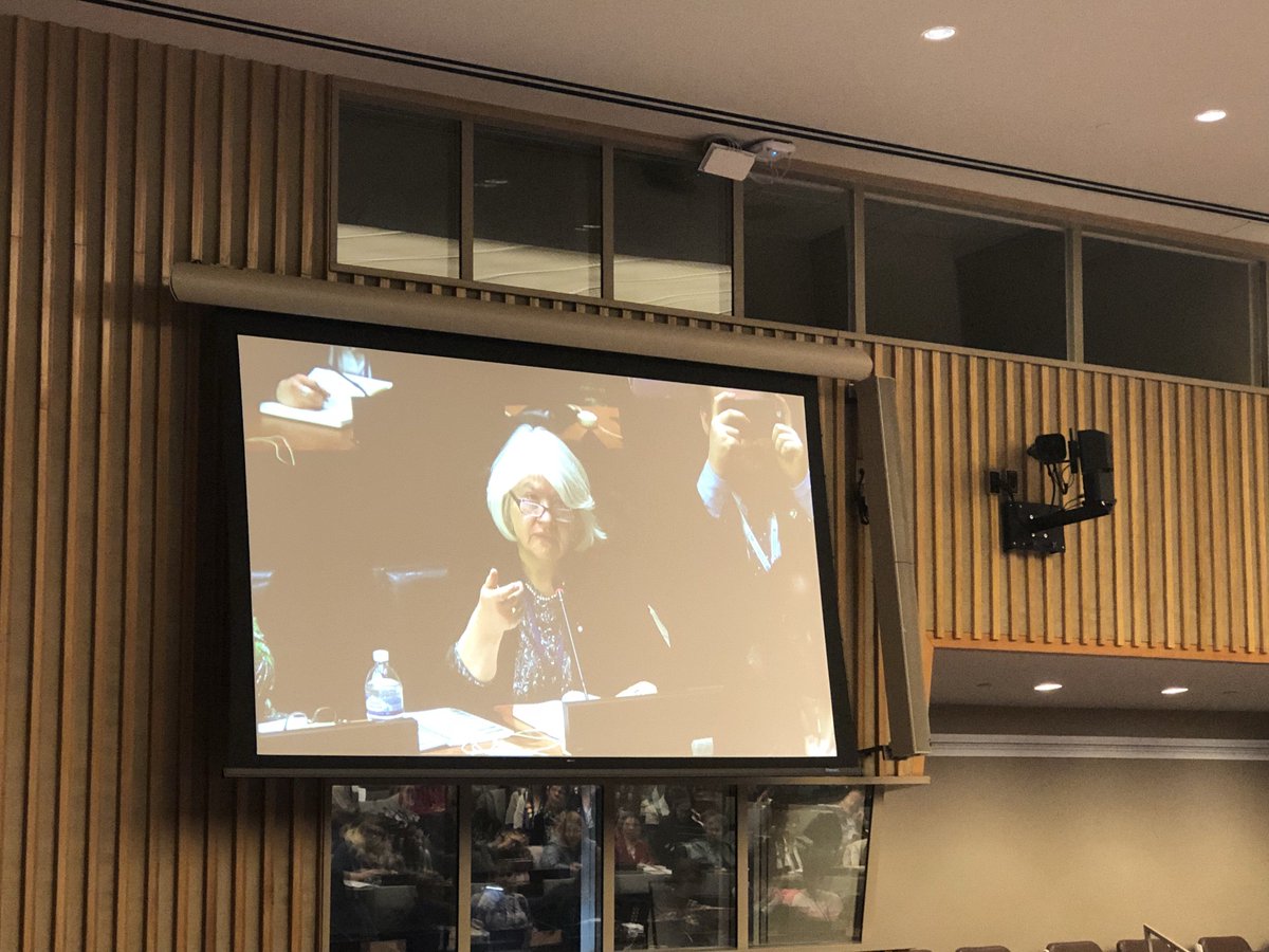 Tish Collins, CEO of @acww_news, introduces the Global Survey of the Living Conditions of Rural Women under the auspices of <a href="/ruralwomenforum/">IFRW</a> during the #NGO briefing at #CSW62. We are working to address the #datagap with partners globally
