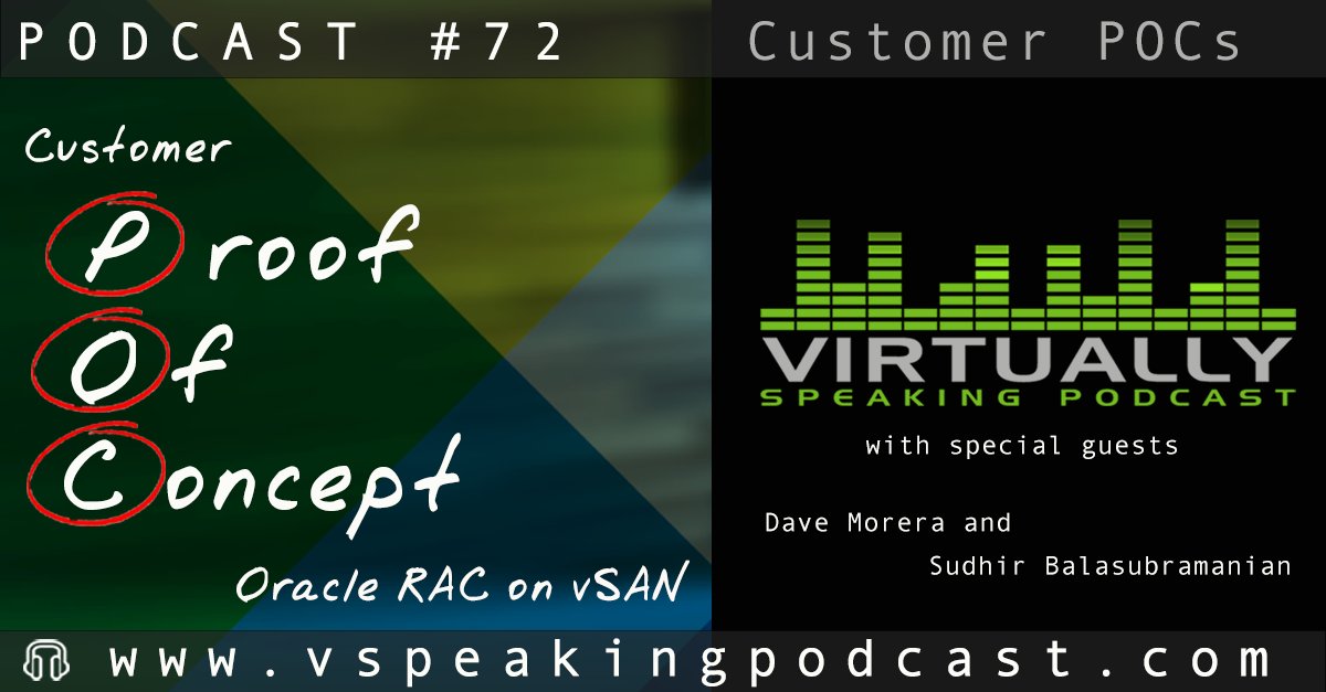 UniqueNorthTX's tweet photo. Looking for a good podcast?  Try this: Customer Proof of Concept using Oracle RAC on #vSAN: https://t.co/BkYhkBIVFQ https://t.co/ynsWL6tbBf