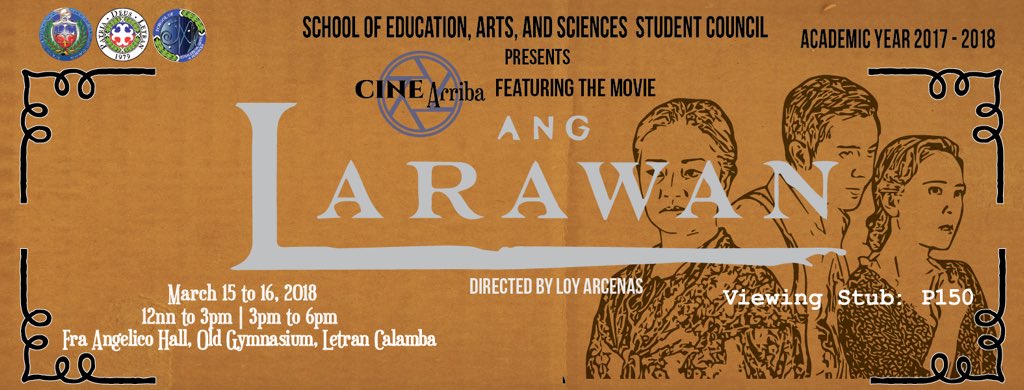 seassc's tweet photo. 💠 You can now avail your Cine Arriba: Ang Larawan viewing stub for only 150.00php at the cashier located in the main building of the colegio, and witness the most anticipated musical and historical MMFF movie of 2017! 🖼🎥
#PhoenixInformed
#AngLarawanTheMovie
#CineArriba2018 https://t.co/buTNTegE4I