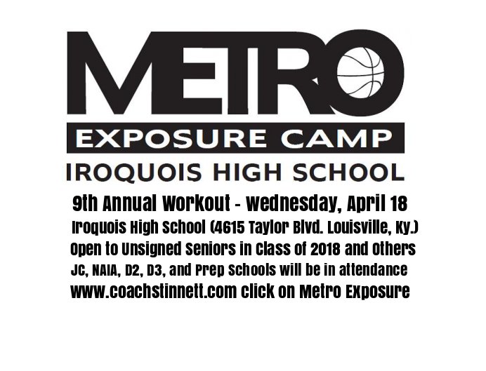 CoachStinnett's tweet photo. Still looking for a college or looking for other options? The 9th Annual Metro Exposure Workout will be held Wednesday April 18th at Iroquois High School. JC, NAIA, D2, D3, and Prep Schools will be in attendance looking for players!!!! https://t.co/gFTZOxVIvV