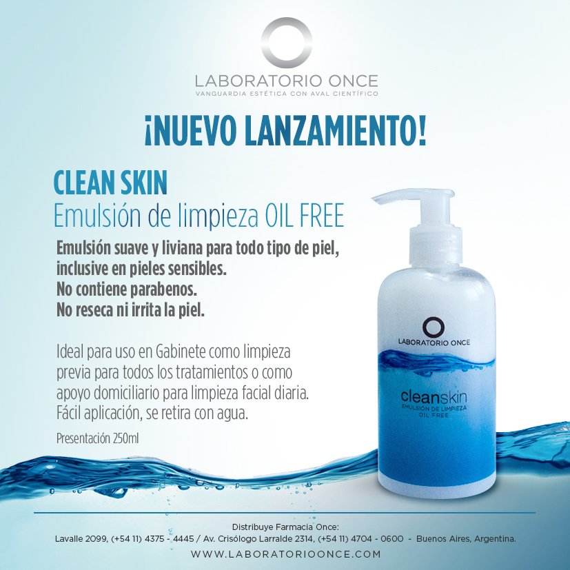 LaboratorioOnce's tweet photo. #BuenMartes 💥 ¡Nuevo producto! 💥 
⭐ CLEAN SKIN: EMULSIÓN DE LIMPIEZA OIL FREE ⭐
Suave y liviana, ideal para la limpieza facial diaria de todo tipo de piel
 ¡Incluso en pieles sensibles! Conseguila en
👉 https://t.co/byoQyjsHNe
#LimpiezaFacial #OilFree #PielSana #PielSensible https://t.co/Q0Tm5A21b1