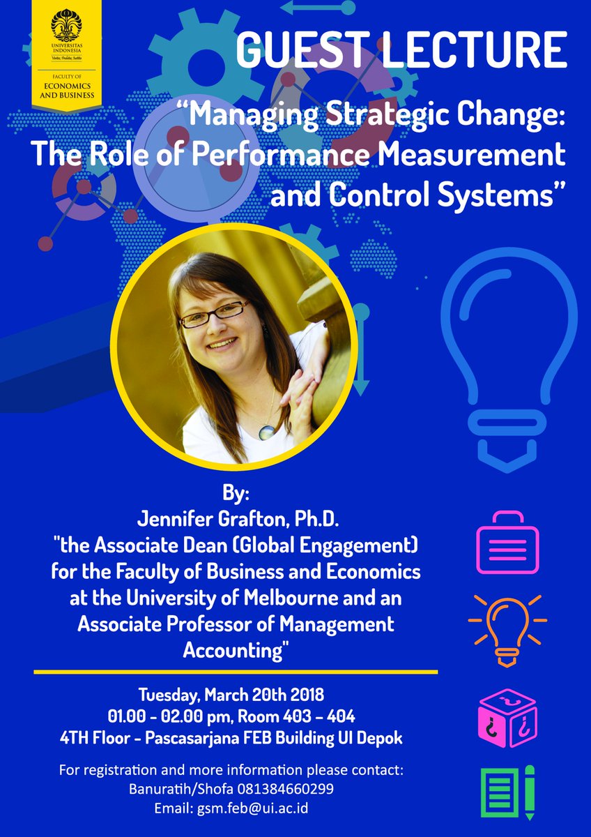 PPIM FEBUI (@ppim_feui) on Twitter photo Guest Lecture Jennifer Grafton, Ph.D. Tuesday, 20 March time 1-2 pm 4th Pascasarjana Building CP:Shofa 081384660299 <a href="/InfoUI/">Informasi UI</a> Guest Lecture Jennifer Grafton, Ph.D. Tuesday, 20 March time 1-2 pm 4th Pascasarjana Building CP:Shofa 081384660299 <a href="/InfoUI/">Informasi UI</a>