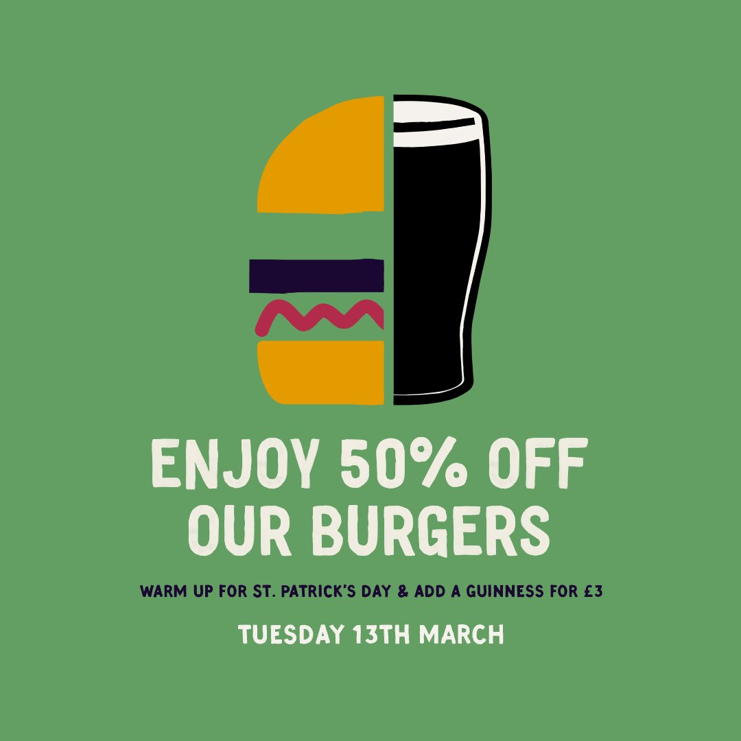 indealsNCL's tweet photo. Enjoy your half price burger @giraffetweet today with a very special #StPatricksDay treat!
https://t.co/J084da4Xx6
#halfprice #burgers #deal https://t.co/CnQiYGFvfG