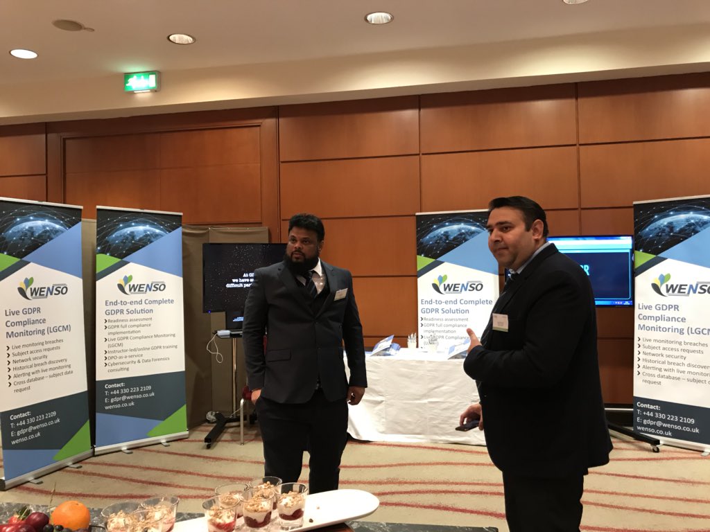 WensoLtd's tweet photo. All set up at the Public Sector GDPR SUMMIT in London #ParkPlazaLondon #Wenso #PSDGDPR18 #GDPR https://t.co/ZIUif2kDlC