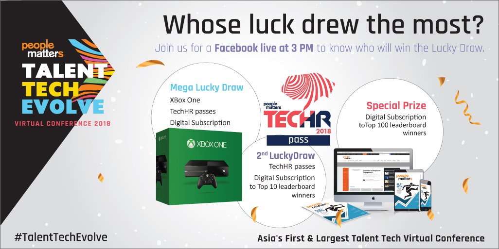 PeopleMatters2's tweet image. #LiveNow!
Join us for an exclusive #FacebookLive and know who are the lucky winners of #TalentTechEvolve leaderboard contest here: bit.ly/2FBIUlK