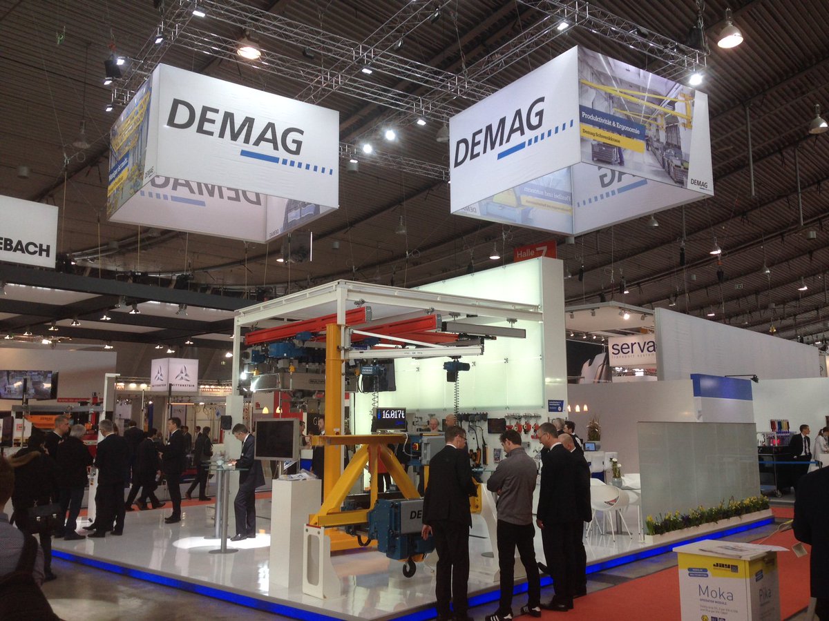 Demag_ESP's tweet photo. Hoy comienza LogiMAT 2018 (Stuttgart). Estamos en Pabellón 7- Stand B21. Encantados de mostrar producto estrella polipasto Demag Quadro. #LogiMAT #gruas #polipastos #Demag https://t.co/rZms4qVzLa