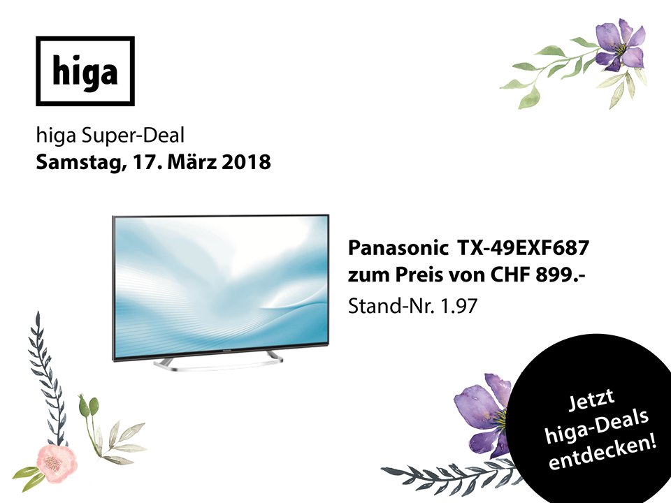 higachur's tweet photo. Täglich ein Super Deal 📺
An der higa 2018 profitierst du von exklusiven Messe-Deals.
Die Super Deals starten am 17. März mit diesem Angebot.
Wie es funktioniert erfährst du hier: https://t.co/k1hupTS5lM
Im März - sonst wie immer. 
https://t.co/DV28Z1LAUU https://t.co/AlmoZxW2NF