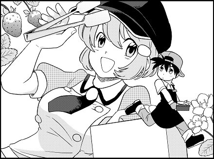 雷神の後にファンタジー物のネームばかり見せてたら「日常もの描きましょう」と言われ挑戦したのがいちりん。ヒロインのデザインは未だ定着せず。1話だけできて「こんなのどうです?」と提案的なノリで見せたら代原の形で話数を貯める事なく掲載の流れに。 #まんがタイムジャンボ