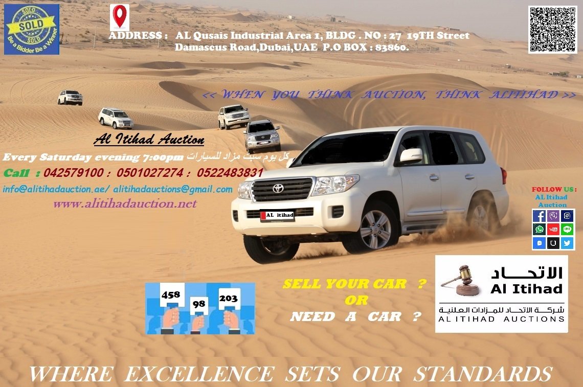 alitihadauction's tweet photo. To #buyer or #seller, a good deal is always about the right product at the right price. #Usedvehicles #CarAuction #Saturday #Night 7pm
#Alitihad #Auctions #Dubai #Usedcars #Light #Heavy #Equipment #Motor #Auto #DubaiLife info@alitihadauction.ae / 042579100/ 0501027274/0522483831 https://t.co/YCB5ihkPHJ