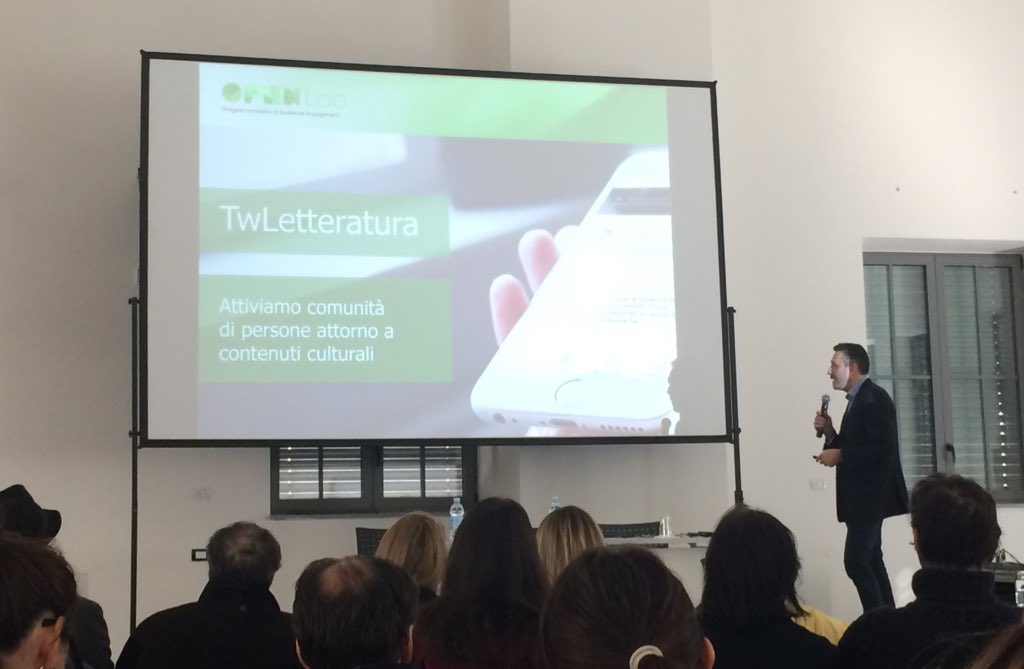 TwLetteratura's tweet photo. Alla presentazione dei nuovi bandi #OPEN di @CSP_live raccontiamo la nostra esperienza di #audienceengagement e il progetto #LaTregua, vincitore di #OPEN2015. https://t.co/raklFmvKyZ
