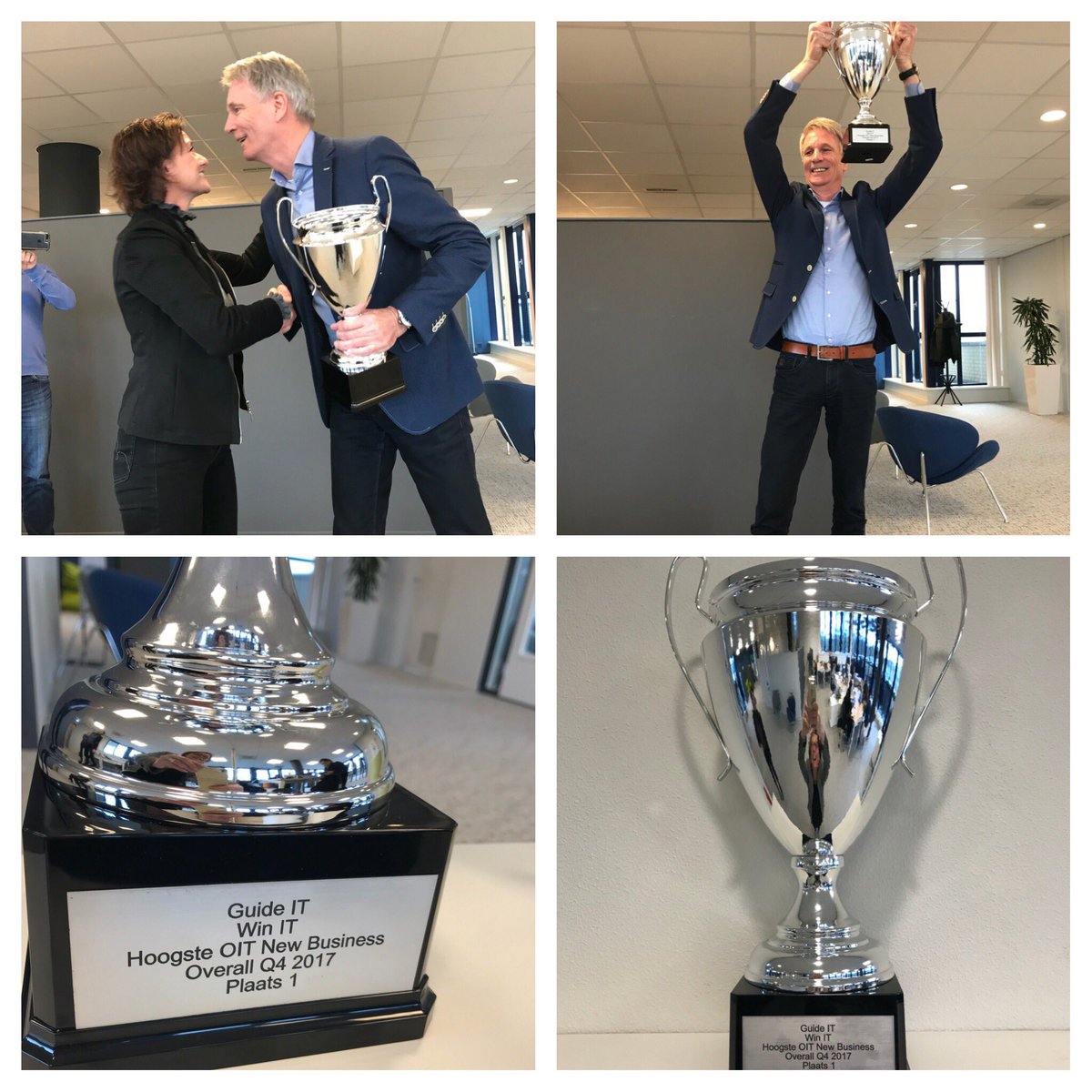 Vandaag zijn we blij verrast door #KPN met een gigantische beker. Guide IT is winnaar van #WinIT  Hoogste OIT New Business Overall Q4 2017
