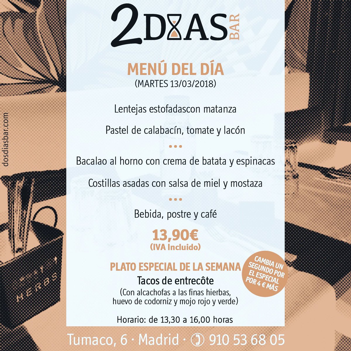 Dos Días Bar on Twitter "Aunque hoy sea martes 13, nuestro menú no