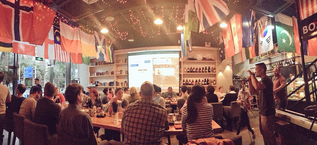 cecigomez_g's tweet photo. @jesskuemmerlin &amp; @DanFredericks13 kicking off #PubPDAsia in #Shenzhen - what a turnout! #theboathouseshekou is packed w #amazinged #sisrocks #issedu • @clos_gm https://t.co/p1gdT2Z5z5