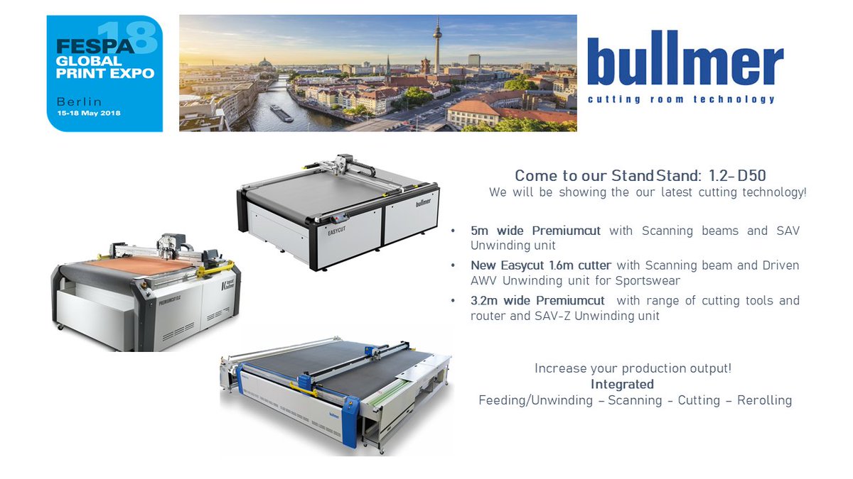 BullmerCutters's tweet photo. We are getting ready for @FESPA 2018 in Berlin.
Come to see us on our stand @BullmerCutters https://t.co/gpYHmNC3zC