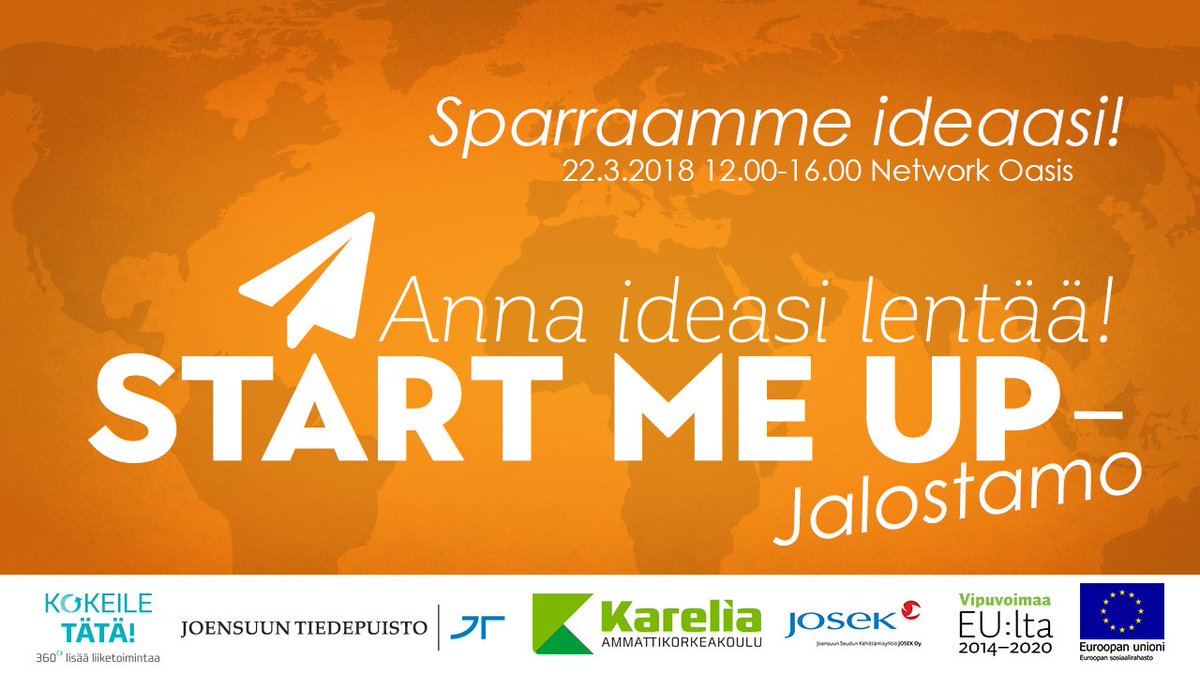 Onko sinulla #idea? Onko suunnitelmissasi #startmeup18 #liikeideakilpailu? Tarjoamme yhdessä Joensuun Tiedepuiston Yrityshautomon kanssa maksuttoman sparraustilaisuuden liikeideoille. Lue lisää ja ilmoittaudu mukaan: kokeiletata.karelia.fi/jalostamo/ <a href="/scienceparkFI/">Joensuu Science Park</a>