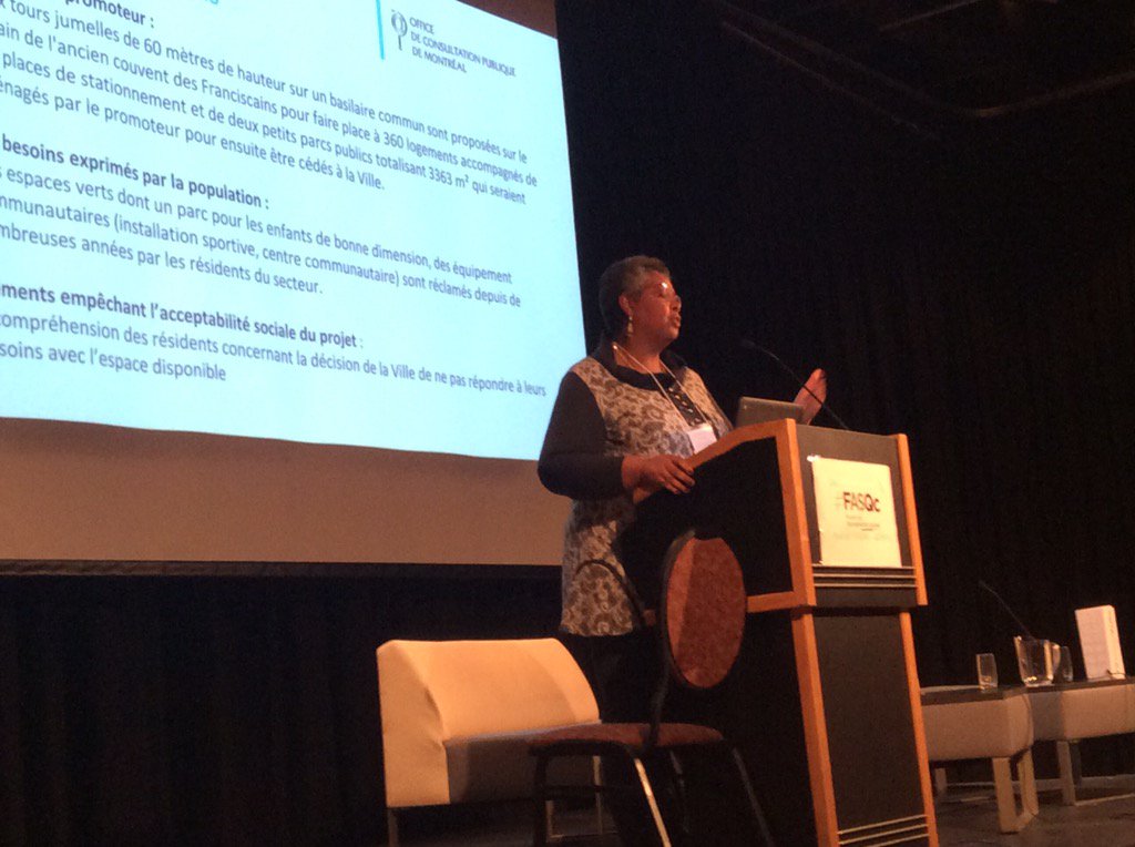 Dominique Ollivier, présidente <a href="/OCPMontreal/">Office de consultation publique de Montréal</a> nous présente complexité de #acceptabilitésociale de projets Mtl #FASQc
