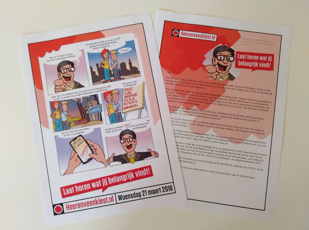 Oproep aan jongeren die voor het eerst mogen stemmen om dat ook echt te gaan doen! #heerenveenkiest <a href="/Heerenveen/">Gemeente Heerenveen</a>