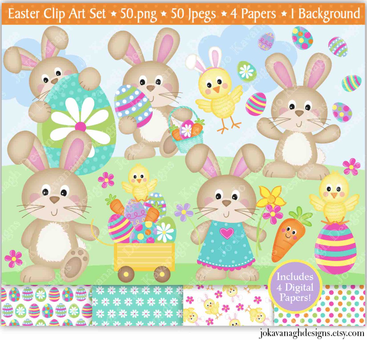 Easter Clip Art & Paper Set🐣🐰Great for your Easter crafts✂️#Easter #easterclipart #easterpapers #crafts #easterbunny #clipart #eastercraft #digitalpaper #art #illustration #CraftHour #cardmaking #scrapbooking #etsy #EtsySeller #etsychaching View Here:etsy.me/2GmxO53