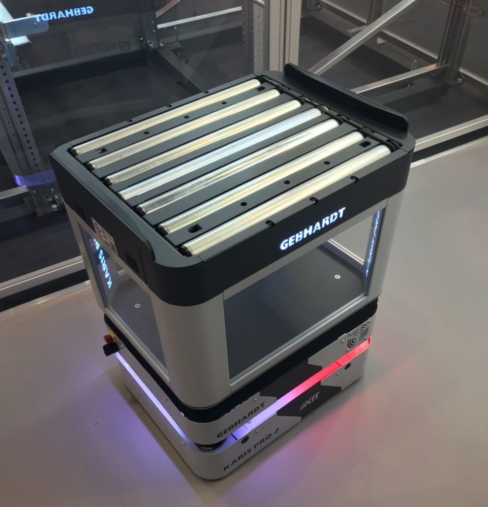 Gebhardt Group (@gebhardtgroup) on Twitter photo Auf der diesjährigen #LogiMAT2018 stellt GEBHARDT sein neues Produkt KARIS PRO vor. Dieses Fahrerlose Transportsystem (FTS) scannt mit Hilfe von Sensoren die Umgebung ab, wodurch ein selbstständiges Ausweichen sowie Routenänderungen realisiert werden können #intralogistics Auf der diesjährigen #LogiMAT2018 stellt GEBHARDT sein neues Produkt KARIS PRO vor. Dieses Fahrerlose Transportsystem (FTS) scannt mit Hilfe von Sensoren die Umgebung ab, wodurch ein selbstständiges Ausweichen sowie Routenänderungen realisiert werden können #intralogistics